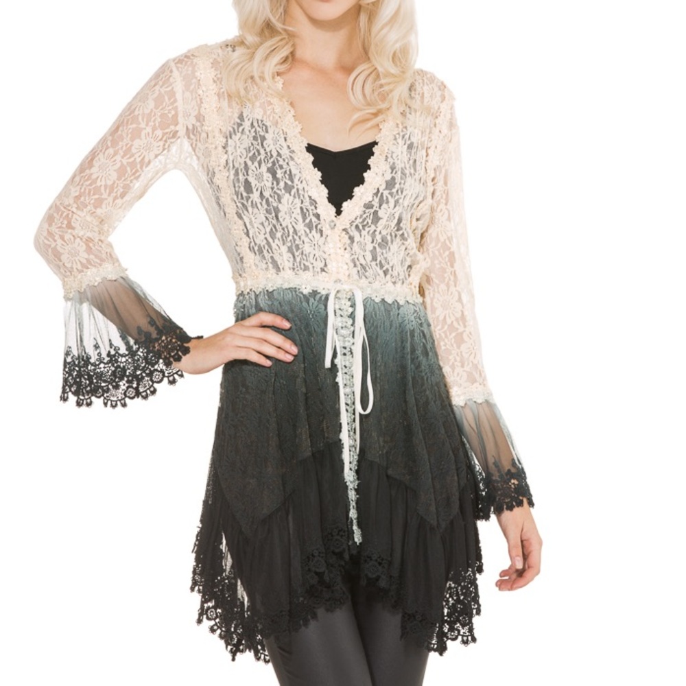 Tie Dye lace Button Down Tunic